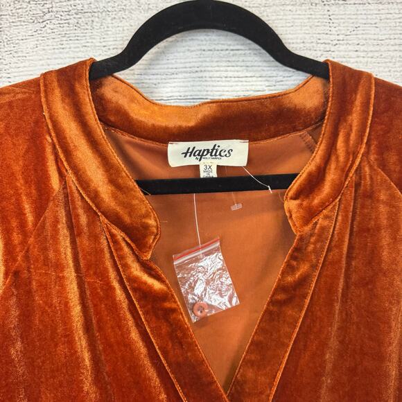 Haptics Plus Size Burnt Orange Velvet Long Sleeve Tunic Top Size 3X - Picture 2 of 9